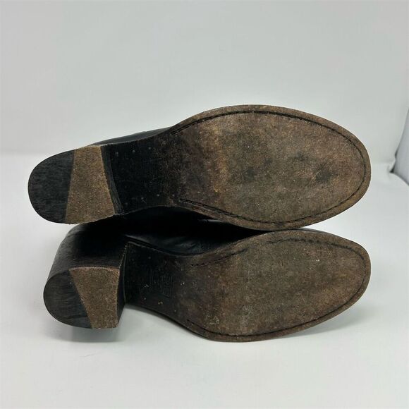 Frye Malorie Knotted Black Leather Booties Casual Block Heel Size 8 Buckle Fall - Picture 13 of 17